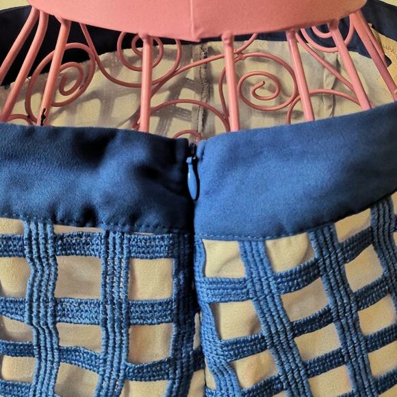 Champagne & Strawberries Windowpane Fishtail Skirt S Mermaid Corporate Siren - Picture 6 of 8